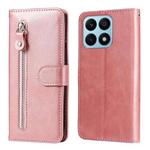 For Honor X8a Calf Texture Zipper Leather Phone Case(Rose Gold)