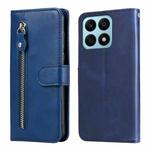 For Honor X8a Calf Texture Zipper Leather Phone Case(Blue)