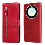 For Honor X9a/X40 5G/Magic5 Lite Calf Texture Zipper Leather Phone Case(Red)