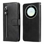 For Honor X9a/X40 5G/Magic5 Lite Calf Texture Zipper Leather Phone Case(Black)
