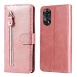 For OPPO Reno8 T 4G Calf Texture Zipper Leather Phone Case(Rose Gold)