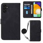 For Samsung Galaxy A54 5G Crossbody 3D Embossed Flip Leather Phone Case(Black)