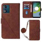 For Motorola Moto E13 Crossbody 3D Embossed Flip Leather Phone Case(Brown)