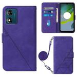 For Motorola Moto E13 Crossbody 3D Embossed Flip Leather Phone Case(Purple)