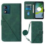 For Motorola Moto E13 Crossbody 3D Embossed Flip Leather Phone Case(Dark Green)