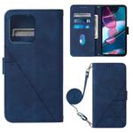 For Motorola Moto Edge+ 2023 Crossbody 3D Embossed Flip Leather Phone Case(Blue)