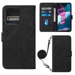 For Motorola Moto Edge+ 2023 Crossbody 3D Embossed Flip Leather Phone Case(Black)