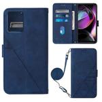 For Motorola Moto G 5G 2023 Crossbody 3D Embossed Flip Leather Phone Case(Blue)