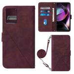 For Motorola Moto G 5G 2023 Crossbody 3D Embossed Flip Leather Phone Case(Wine Red)