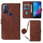 For Motorola Moto G Play 2023 / G Power 2022 / G Pure 2021 Crossbody 3D Embossed Flip Leather Phone Case(Brown)