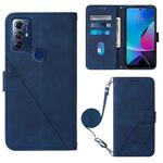 For Motorola Moto G Play 2023  Crossbody 3D Embossed Flip Leather Phone Case(Blue)