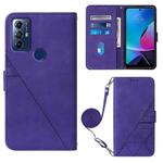 For Motorola Moto G Play 2023 / G Power 2022 / G Pure 2021 Crossbody 3D Embossed Flip Leather Phone Case(Purple)