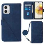 For Motorola Moto G73 Crossbody 3D Embossed Flip Leather Phone Case(Blue)