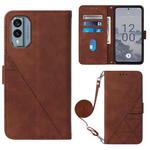 For Nokia X30 5G Crossbody 3D Embossed Flip Leather Phone Case(Brown)