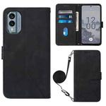 For Nokia X30 5G Crossbody 3D Embossed Flip Leather Phone Case(Black)