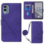 For Nokia X30 5G Crossbody 3D Embossed Flip Leather Phone Case(Purple)