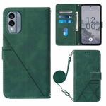 For Nokia X30 5G Crossbody 3D Embossed Flip Leather Phone Case(Dark Green)