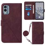 For Nokia X30 5G Crossbody 3D Embossed Flip Leather Phone Case(Wine Red)