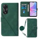 For OPPO A78 / A58 Crossbody 3D Embossed Flip Leather Phone Case(Dark Green)