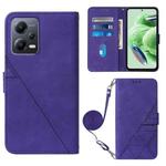 For Xiaomi Redmi Note 12 Global Crossbody 3D Embossed Flip Leather Phone Case(Purple)