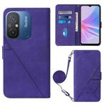 For Xiaomi Redmi 12C / Redmi 11A 4G Global Crossbody 3D Embossed Flip Leather Phone Case(Purple)