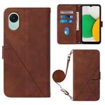 For Samsung Galaxy A04 Core Crossbody 3D Embossed Flip Leather Phone Case(Brown)