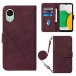 For Samsung Galaxy A04 Core Crossbody 3D Embossed Flip Leather Phone Case(Wine Red)