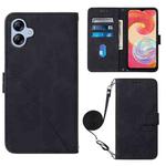 For Samsung Galaxy A04e Crossbody 3D Embossed Flip Leather Phone Case(Black)