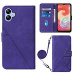 For Samsung Galaxy A04e Crossbody 3D Embossed Flip Leather Phone Case(Purple)