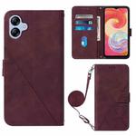 For Samsung Galaxy A04e Crossbody 3D Embossed Flip Leather Phone Case(Wine Red)