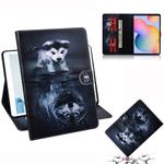 For Galaxy Tab S6 Lite P610 / P615 Colored Drawing Horizontal Flip Leather Case with Holder & Card Slot & Wallet(Wolf and Dog)