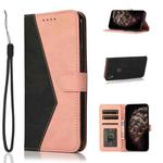 For Motorola Moto E6 Dual-color Stitching Leather Phone Case(Black Rose Gold)