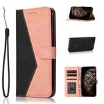 For Motorola Moto E6 Play Dual-color Stitching Leather Phone Case(Black Rose Gold)