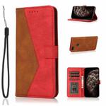 For Motorola Moto E6 Play Dual-color Stitching Leather Phone Case(Brown Red)