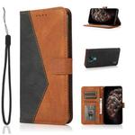 For Motorola Moto E7 Dual-color Stitching Leather Phone Case(Black Brown)