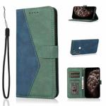 For Motorola Moto G8 Dual-color Stitching Leather Phone Case(Blue Green)