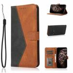 For Motorola Moto G8 Play / One Macro Dual-color Stitching Leather Phone Case(Black Brown)