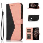 For Motorola Moto G8 Power US Dual-color Stitching Leather Phone Case(Black Rose Gold)