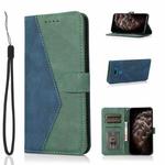 For LG K50 / Q60 Dual-color Stitching Leather Phone Case(Blue Green)