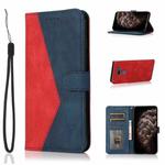 For LG K50 / Q60 Dual-color Stitching Leather Phone Case(Red Blue)