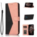 For LG K50 / Q60 Dual-color Stitching Leather Phone Case(Black Rose Gold)