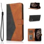 For LG K52 Dual-color Stitching Leather Phone Case(Black Brown)