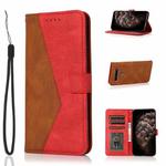 For LG K61 Dual-color Stitching Leather Phone Case(Brown Red)
