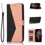 For Sony Xperia 5 Dual-color Stitching Leather Phone Case(Black Rose Gold)