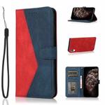 For Sony Xperia L3 Dual-color Stitching Leather Phone Case(Red Blue)