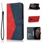 For OnePlus 7 Pro Dual-color Stitching Leather Phone Case(Red Blue)