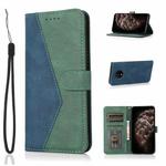 For OnePlus 7T Dual-color Stitching Leather Phone Case(Blue Green)
