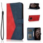 For OnePlus 7T Dual-color Stitching Leather Phone Case(Red Blue)