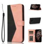For OnePlus 7T Dual-color Stitching Leather Phone Case(Black Rose Gold)