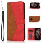 For OnePlus 7T Dual-color Stitching Leather Phone Case(Brown Red)